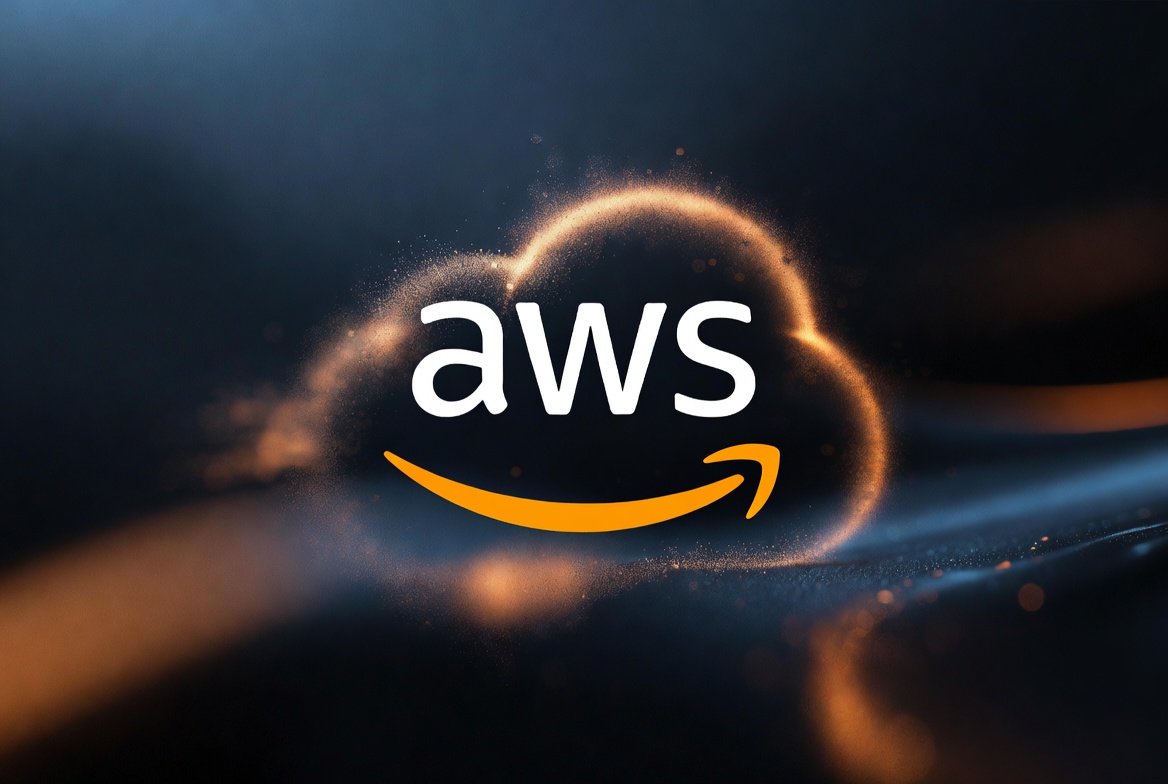 Logo AWS devant un nuage représentant le cloud